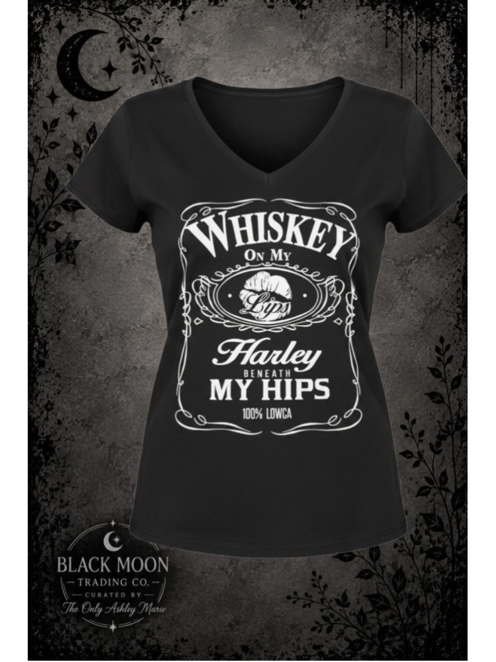 26. Whiskey On My Lips Harley Beneath My Hips Biker Tee XL